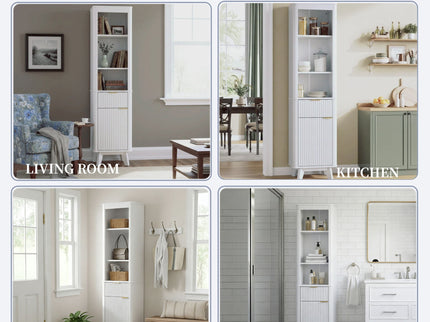 Tall Bathroom Storage Cabinet With Adjustable Shelves And 1 Drawer & Door