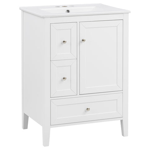 Modern Bathroom Vanity With Sink, Soft Close Drawers & Door, Storage Rack
