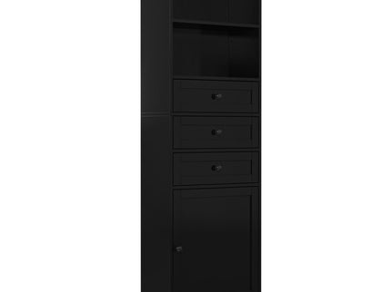 Tall Storage Cabinet With 3 Drawers And Adjustable Shelves For Bathroom