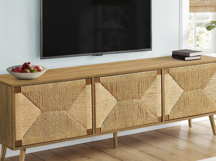 TV Stand, Storage Cabinet Console With Adjustable Shelf And Cable Management - Walnut