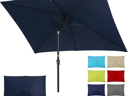 Rectangular Patio Umbrella With Crank Tilt, Polyester UV-Resistant Canopy