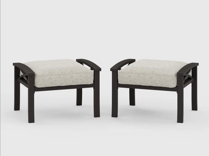 Modern All-Weather Ottomans With Cushions (Set of 2)