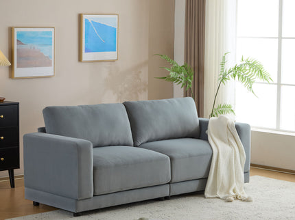 Modern Square Arm Sofa With Soft Fabric Upholstery, Deep Cushions