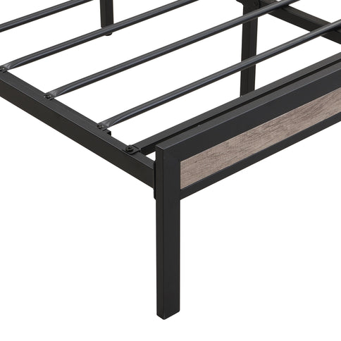 Modern Bed Frame With LED Lights, Upholstered Headboard, USB Charging