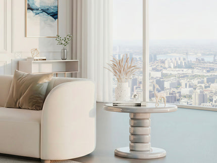 Stacked Cobblestone End Table