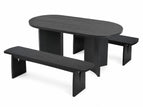 Black / 3 Pc. Table, 2 Benches