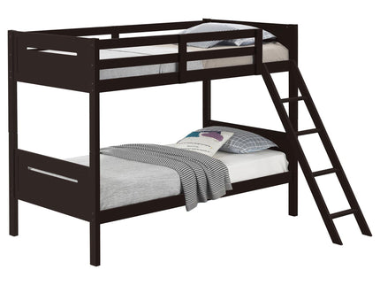 Bunk Bed With Built In Ladder, Safety Guardrails And Angled Access Step