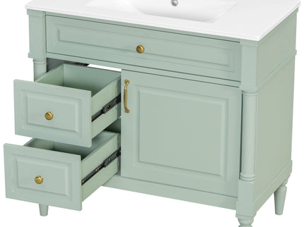 Freestanding Bathroom Vanity With Sink, Adjustable Shelf, Flip Drawer
