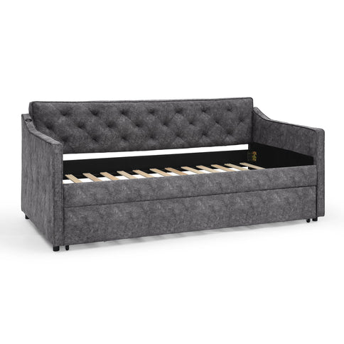 Daybed With Pop Up Trundle And USB Charging Armrest