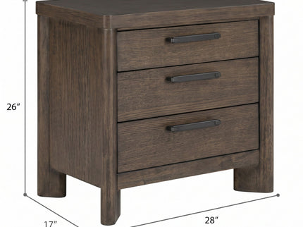 3 Drawer Nightstand With USB - Dark Oak