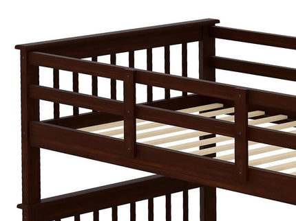 Stairway Bunk Bed With Storage And Guard Rail For Bedroom