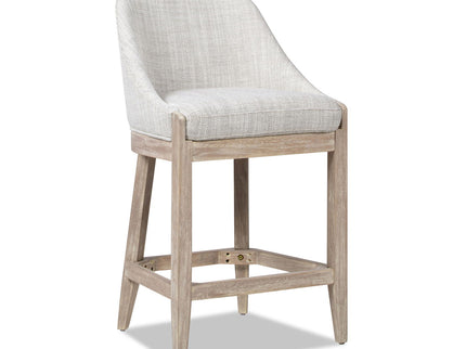 Newport - Coastal Curved Back Upholstered Counter Stool - Two Tone Neutral Gray
