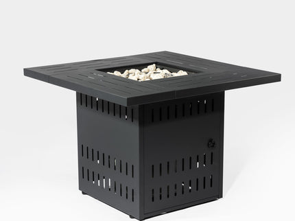 Propane Gas Fire Pit Table, 50000 Btu, Rectangular For Outside - Black