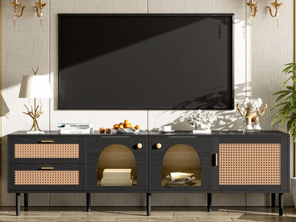 TV Stand With App-Controlled LED Lights, 2 Drawers & Door Storage