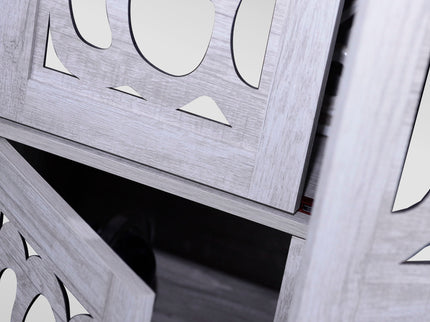 Modern Sideboard Buffet With 4 Mirrored Doors, Adjustable Shelves