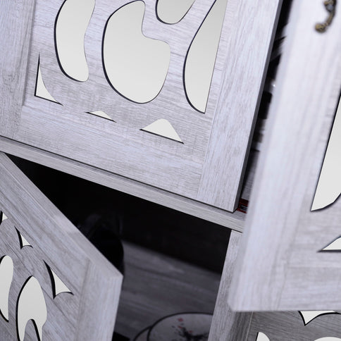 Modern Sideboard Buffet With 4 Mirrored Doors, Adjustable Shelves