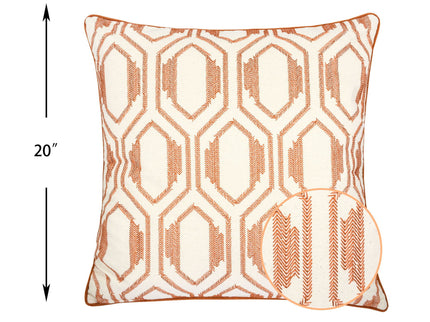 Geometric Embroidered Throw Pillow - Rust