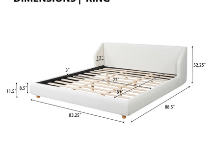 Modern Upholstered Bed Frame With Wingback Headboard
