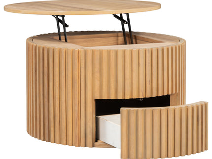 Round Lift Top Coffee Table With Hidden Storage For Living Room