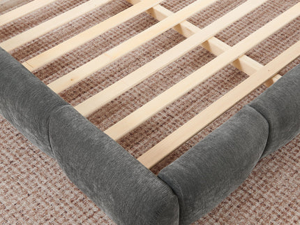 Upholstered Platform Bed Frame, Low Profile Floor Bed, No Box Spring Required