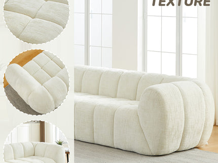 Quilted Cloud Sofa With Rounded Armrests And Piano Key Backrest Design
