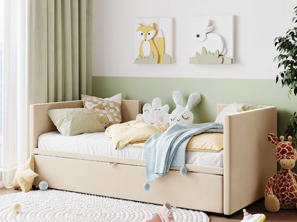 Twin Size Upholstered Daybed With Pop Up Trundle