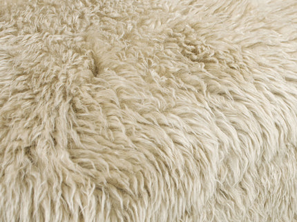 Becker - Rustic Oak Sheepskin Upholstered Accent Arm Chair - Taupe Beige