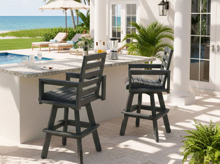 Outdoor Swivel Bar Chair, Ladderback With Wide & Thickened Frame