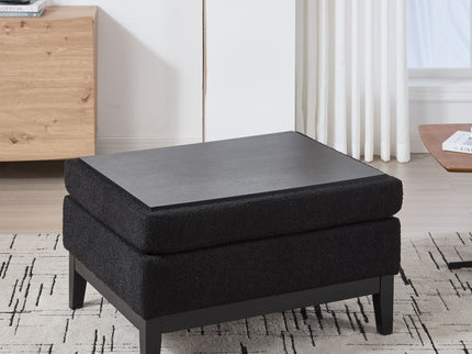 Upholstered Storage Ottoman With Reversible Lid Coffee Table With Rubberwood Legs
