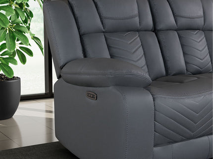 Raize - 10 Power Console Reclining Loveseat With LED And Immersive Sound - Gray