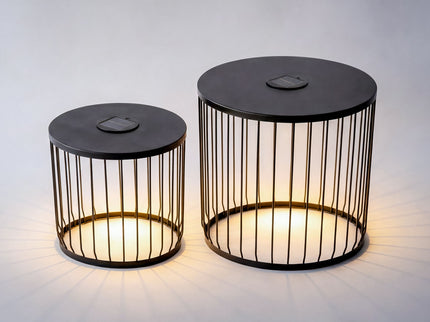 Solar Powered Nesting Side Table Set - Black