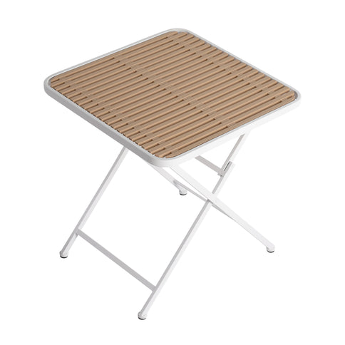 4 Piece Set Of Color Block Designed Single Chairs, Folding Square Table - Haze Green / Khaki / White