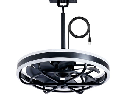 Ceiling Fan Light LED Light Source And Remote Control, 3000 - 6500K Dimmable LED Fan Light, 6 Speeds, For Living Room - Matte Black