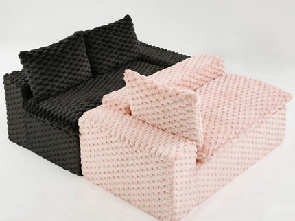Multifunctional Sofa Pink Black, Fits 4 People