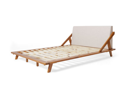 Okioki - Charleston Fabric Upholstered Acacia Wood Bed