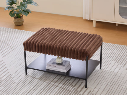 Upholstered Ottoman Coffee Table Foot Rest With Open Storage