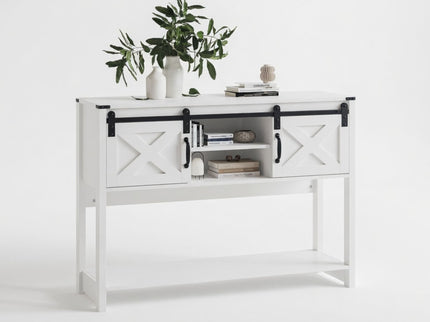 Farmhouse Entryway Table With Sliding Barn Door