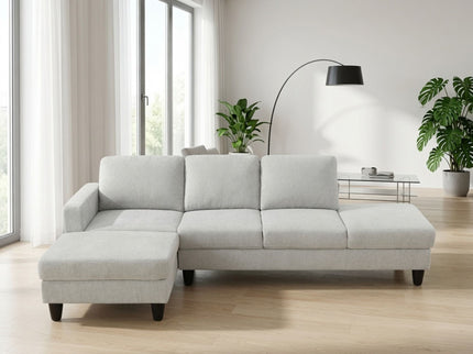 2 Piece L - Shaped Left Chaise Sectional Sofa With Ottoman, Living Room Furniture - White / Gray