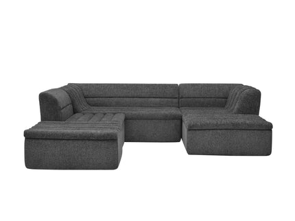 U-Shaped Modular Sectional Sofa With Chaise And Movable Ottoman With Wave-Shaped Armrest