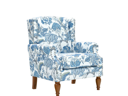Accent Chair With Floral Upholstery And Nailhead Trim