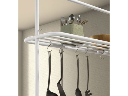 Cowichan - Kitchen Island Counter Table With Pot Rack - White