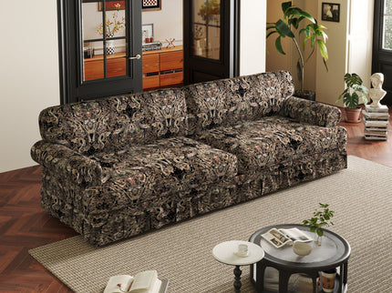 Luxuriously Comfortable Cloud Couch With Elegant Rolled Arms & Pleated Skirt Design