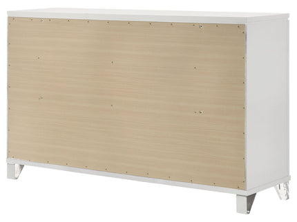 9 Drawer Dresser Cabinet With Picture Framed Fronts - White