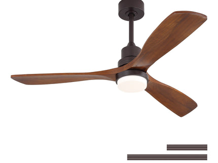 52" Ceiling Fan With LED Light, 3 Adjustable Color Temperatures, Reversible DC Motor For Living Room & Bedroom - Coffee