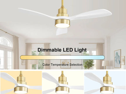 Indoor Ceiling Fan With Dimmable LED Light, 6 Speed Remote ControlLED DC Motor, Reversible Blades