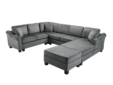 Contemporary U - Shaped Sectional Sofa With Movable Storage Ottoman