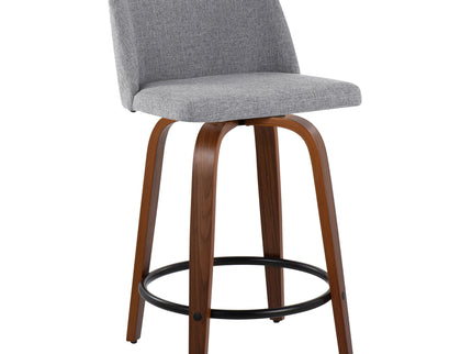 Toriano - Mid Century Modern, Fixed Height Counter Stool & Swivel And Round Footrest (Set of 2)