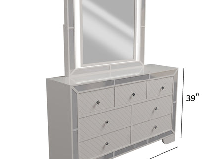 1 Piece Dresser With Diamond-Shaped Knob Handles, Bedroom Furniture - Cream