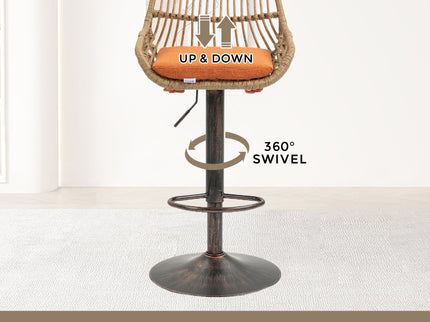 Modern Swivel Bar Stools Adjustable Counter Chairs With Footrest (Set of 2)