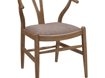 Guinea - 5 Piece Dining Set With Round Table And Upholstered Chairs - Walnut